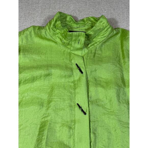 Ali Miles Women 2X Green Shimmery Asian Inspired 3/4 Sleeve Blouse Top Statement - Picture 8 of 8